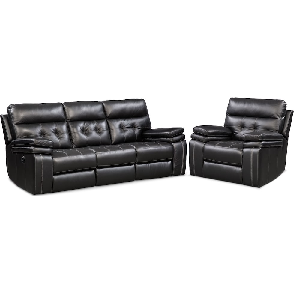 brisco black  pc manual reclining living room   