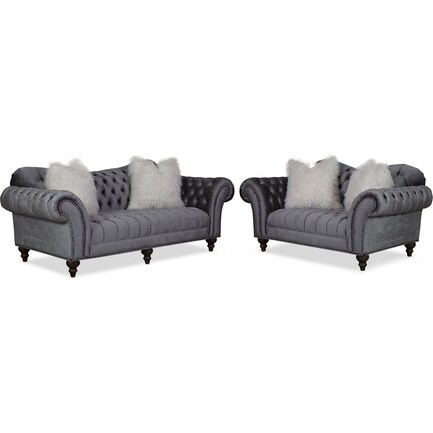 Brittney Sofa and Loveseat Set - Charcoal
