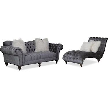 Brittney Sofa and Chaise Set - Charcoal