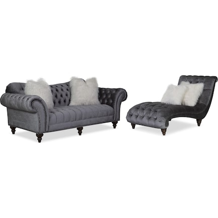 Brittney Sofa and Chaise Set - Charcoal