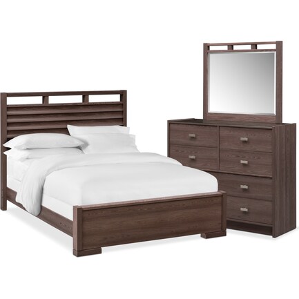 Britto 5-Piece King Slat Bedroom Set with Dresser and Mirror - Graystone