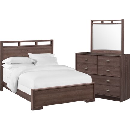 Britto 5-Piece Queen Bedroom Set with Dresser and Mirror - Graystone