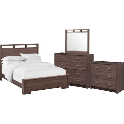 Britto 6-Piece Queen Bedroom Set with Chest, Dresser and Mirror - Graystone