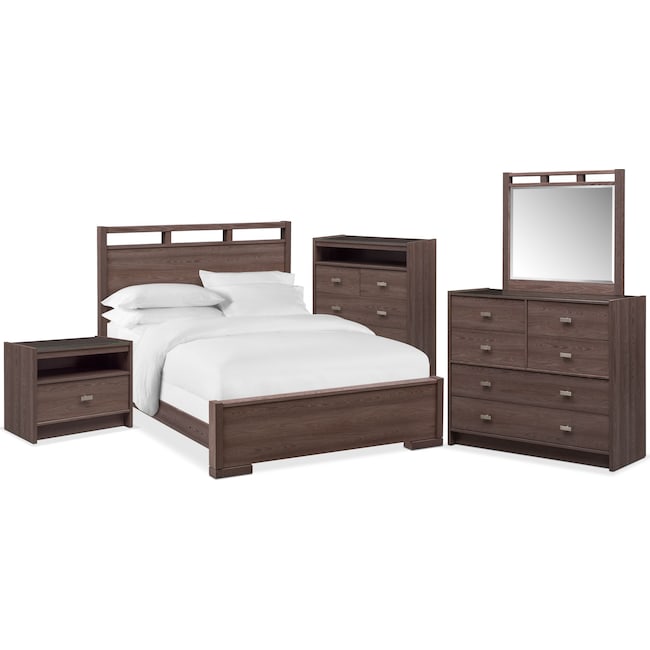 Bedroom Furniture - Britto 7-Piece Bedroom Set with Nightstand, Chest, Dresser and Mirror