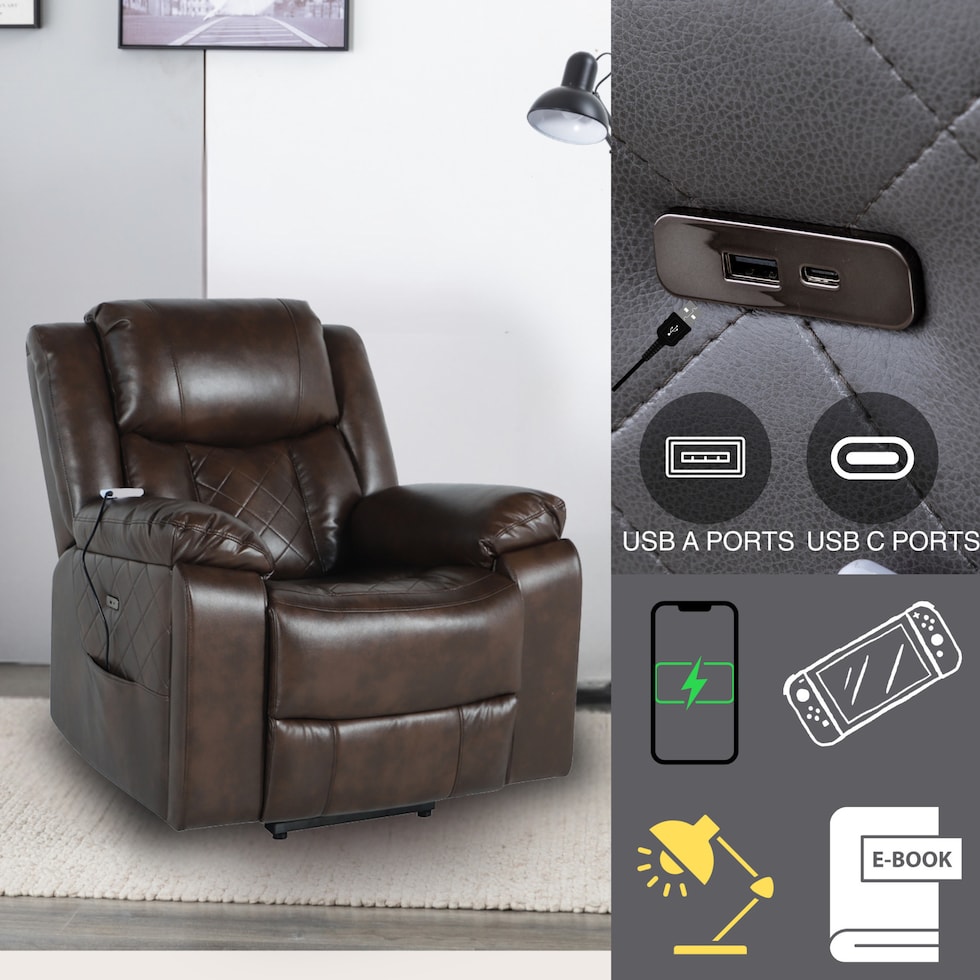 bronson dark brown lift chair   