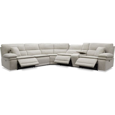 Brookdale 6-Piece Dual-Power Reclining Sectional with 3 Reclining Seats & Console