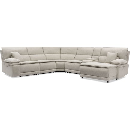 Brookdale 6-Piece Dual-Power Reclining Sectional with Right-Facing Chaise and 1 Reclining Seat