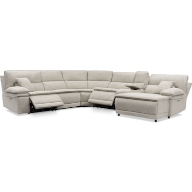 Brookdale 6-Piece Dual-Power Reclining Sectional with Right-Facing Chaise and 2 Reclining Seats