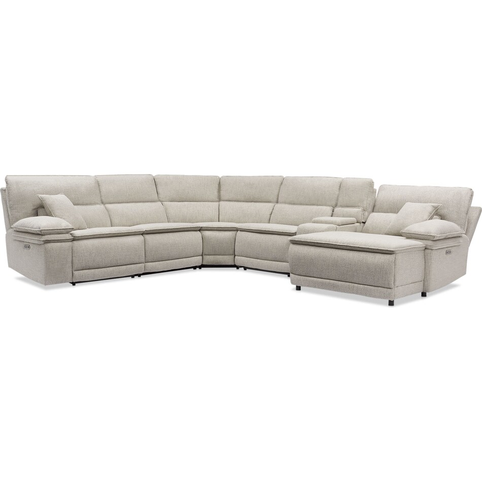brookdale white power reclining sectional   