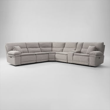 Brookdale 6-Piece Dual-Power Reclining Sectional with 3 Reclining Seats & Console