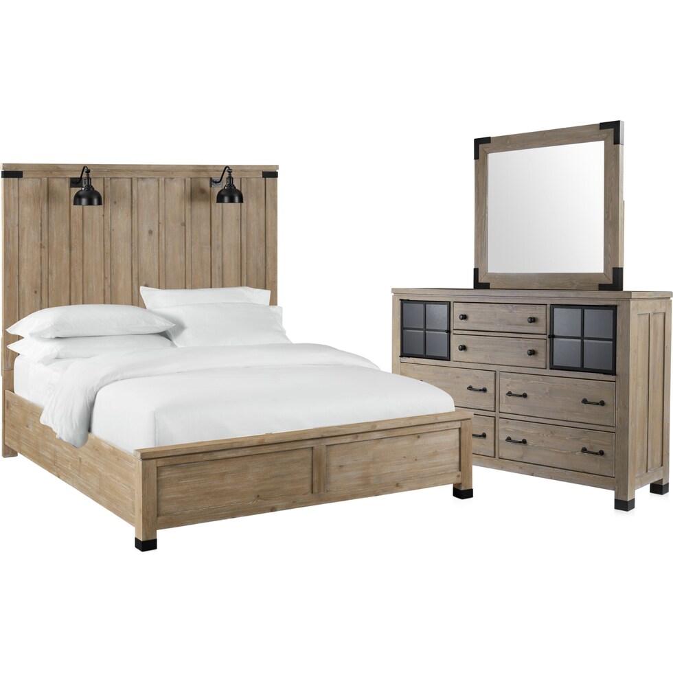 brooke harbor light brown  pc queen bedroom   