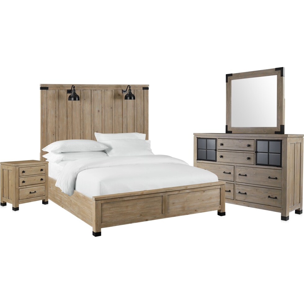 brooke harbor light brown  pc queen bedroom   