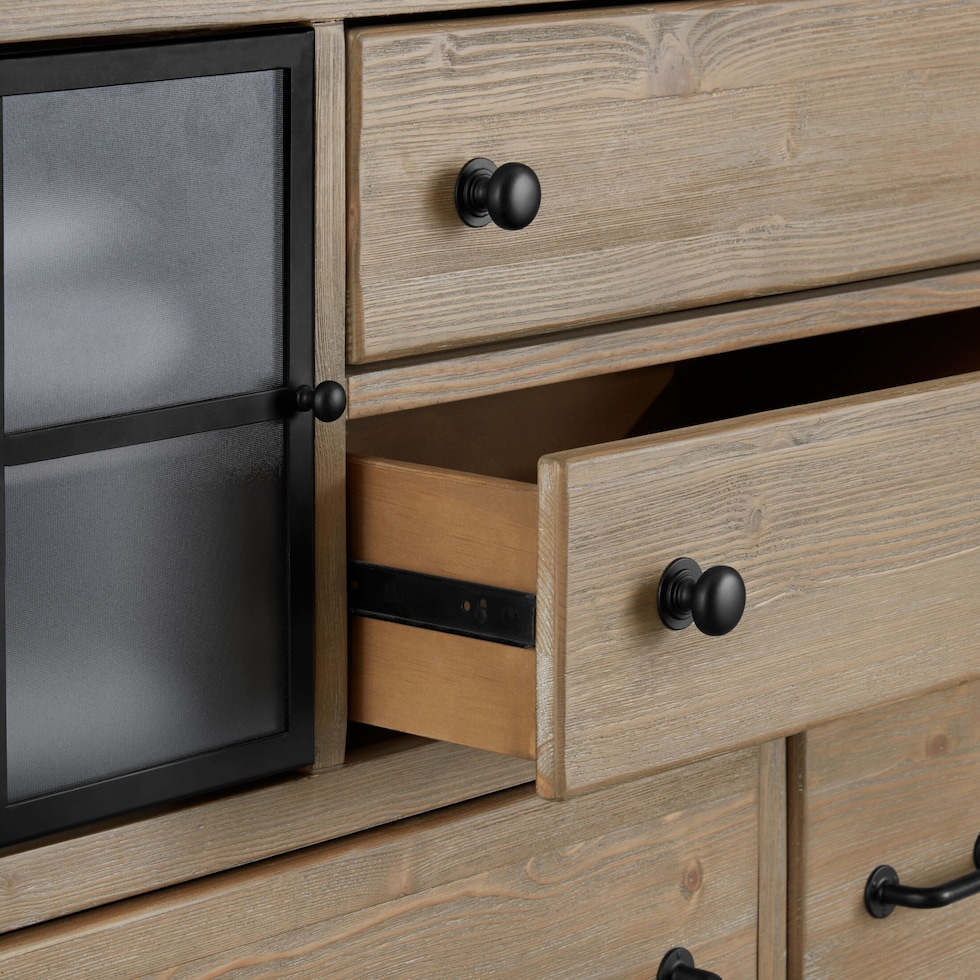 brooke harbor light brown dresser & mirror   
