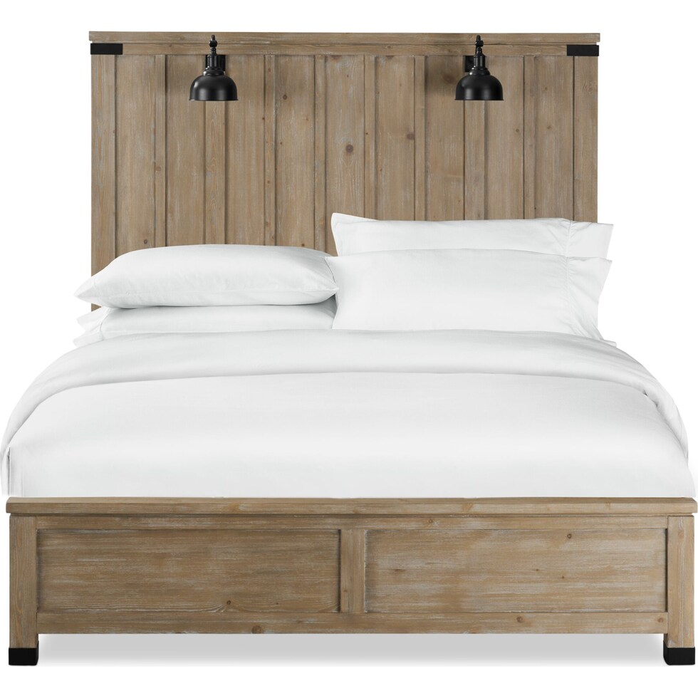 brooke harbor light brown king panel bed   