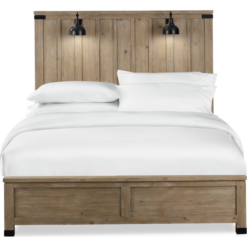 brooke harbor light brown king panel bed   