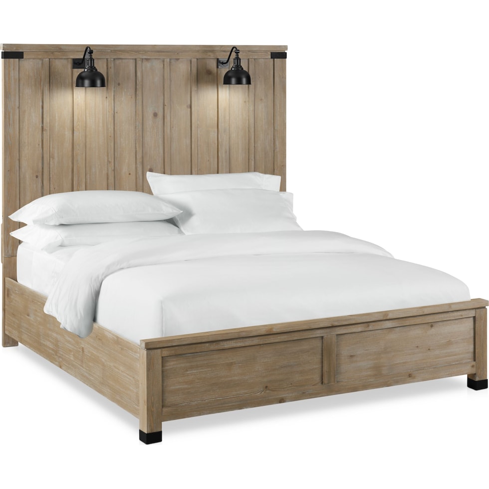 brooke harbor light brown queen panel bed   