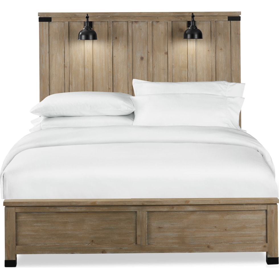 brooke harbor light brown queen panel bed   