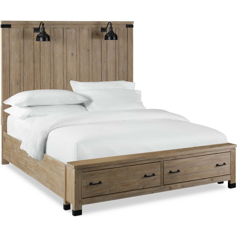 brooke harbor light brown queen storage bed   