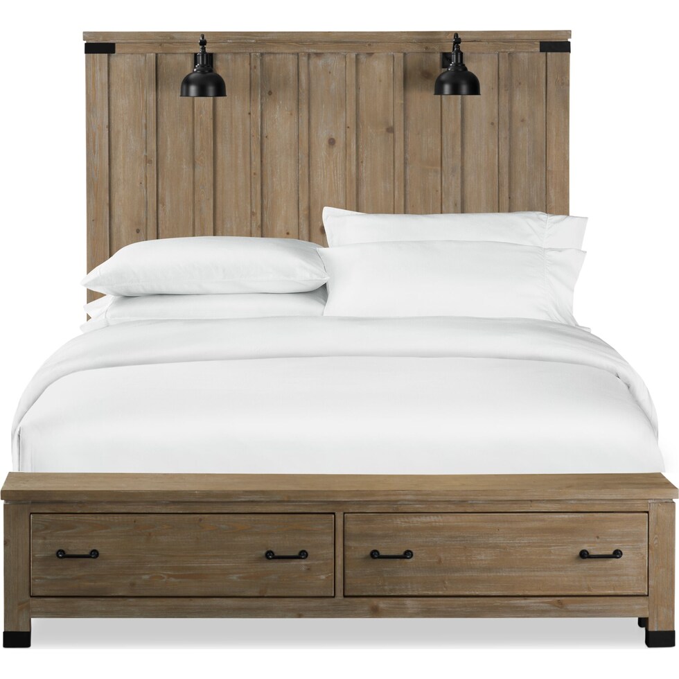 brooke harbor light brown queen storage bed   