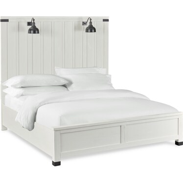 Brooke Harbor 5-Piece Queen Panel Bedroom Set with Dresser and Mirror - White