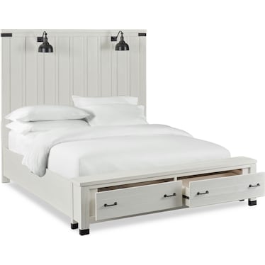 Brooke Harbor 5-Piece Queen Storage Bedroom Set with Dresser and Mirror - White
