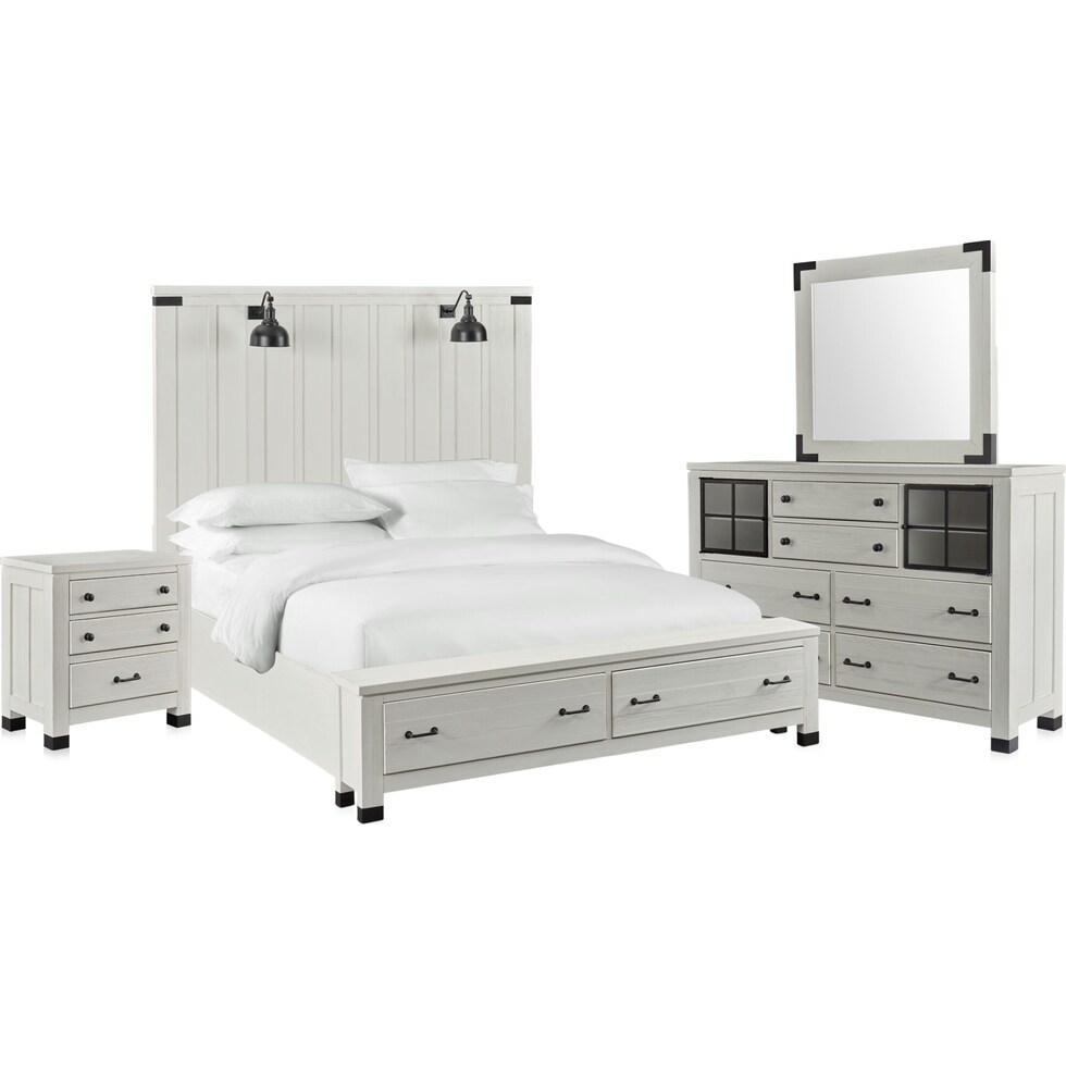 brooke harbor white  pc king storage bedroom   