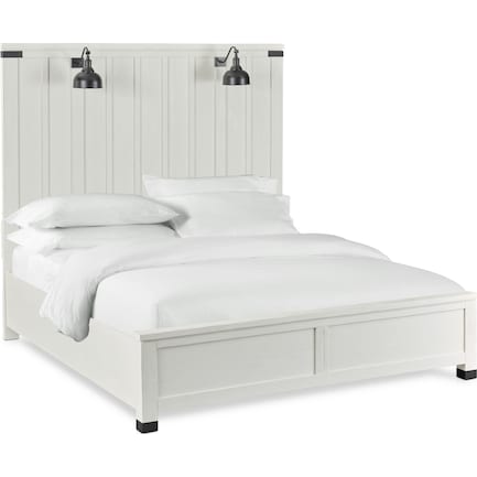 Brooke Harbor King Panel Bed - White