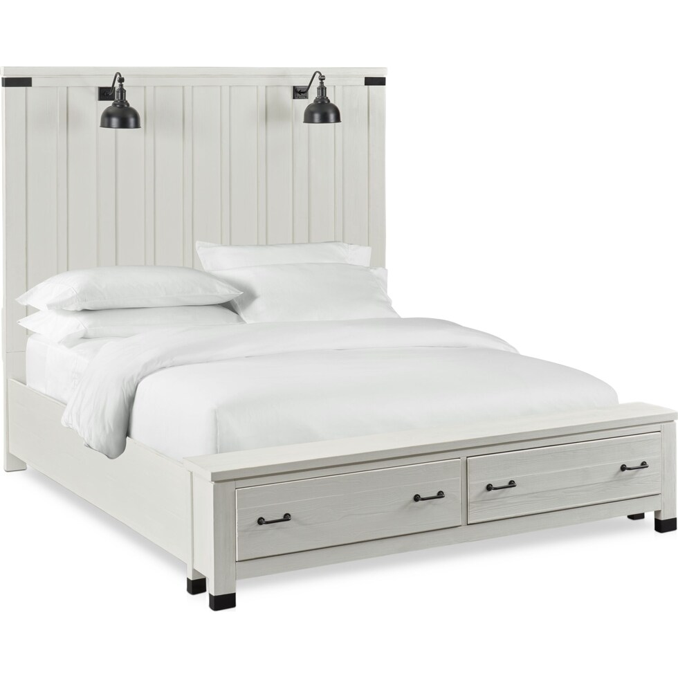 brooke harbor white queen storage bed   