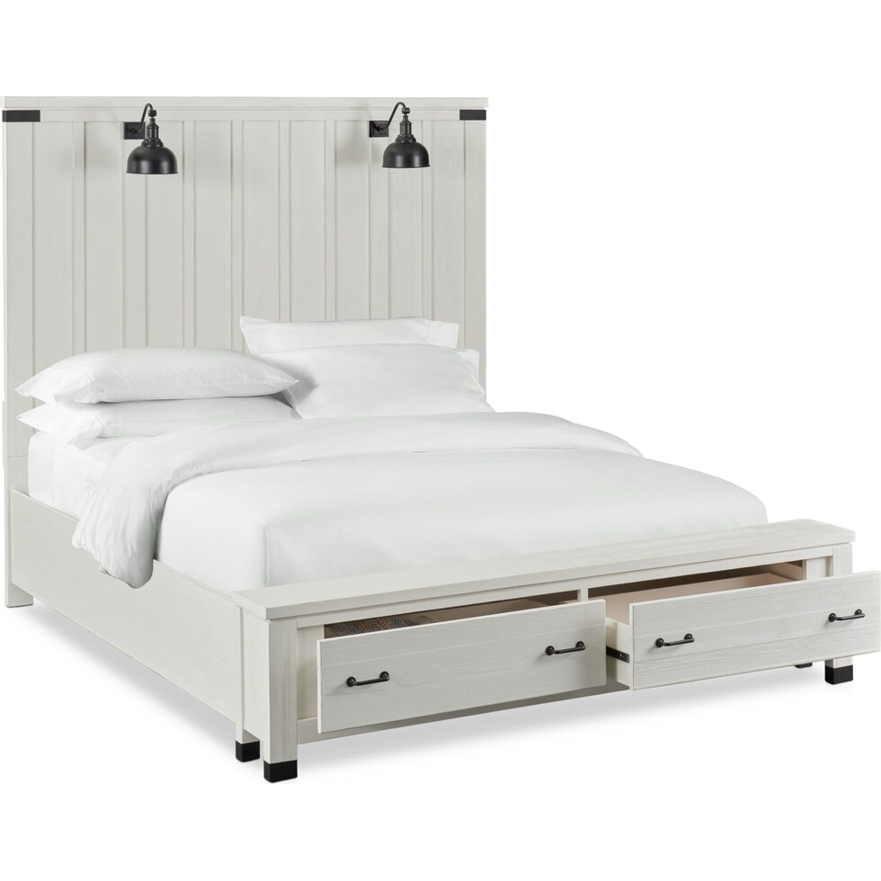 brooke harbor white queen storage bed   