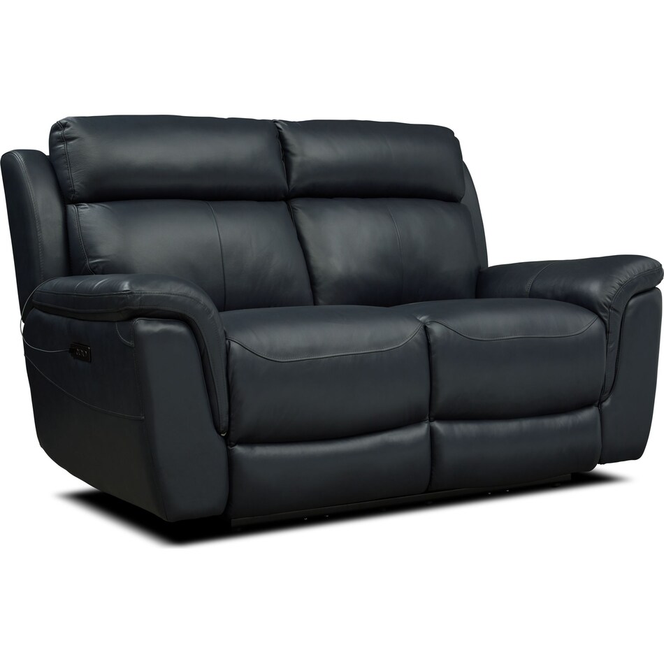 Brooklyn DualPower Reclining Loveseat Navy Value City Furniture