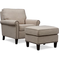 brooks light brown chair and ottoman   