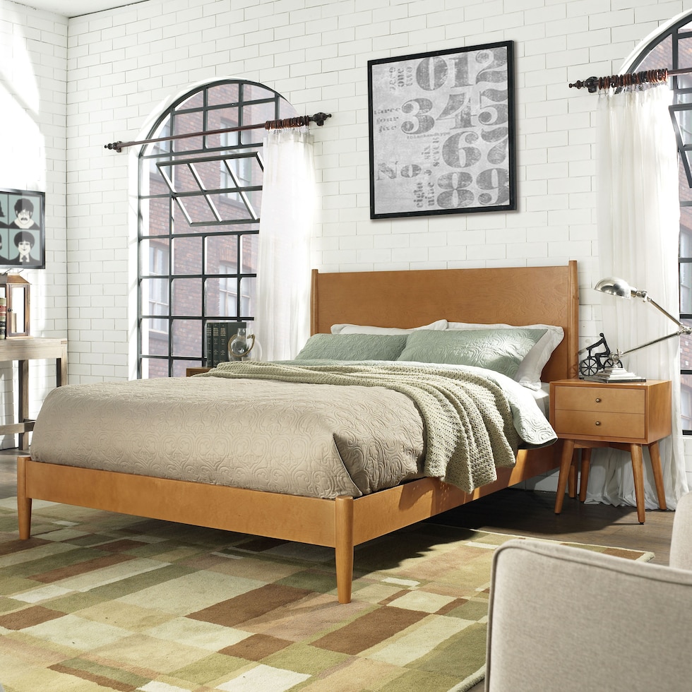 bruce light brown king bed   