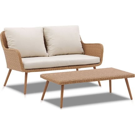 Bruce Outdoor Loveseat and Coffee Table Set