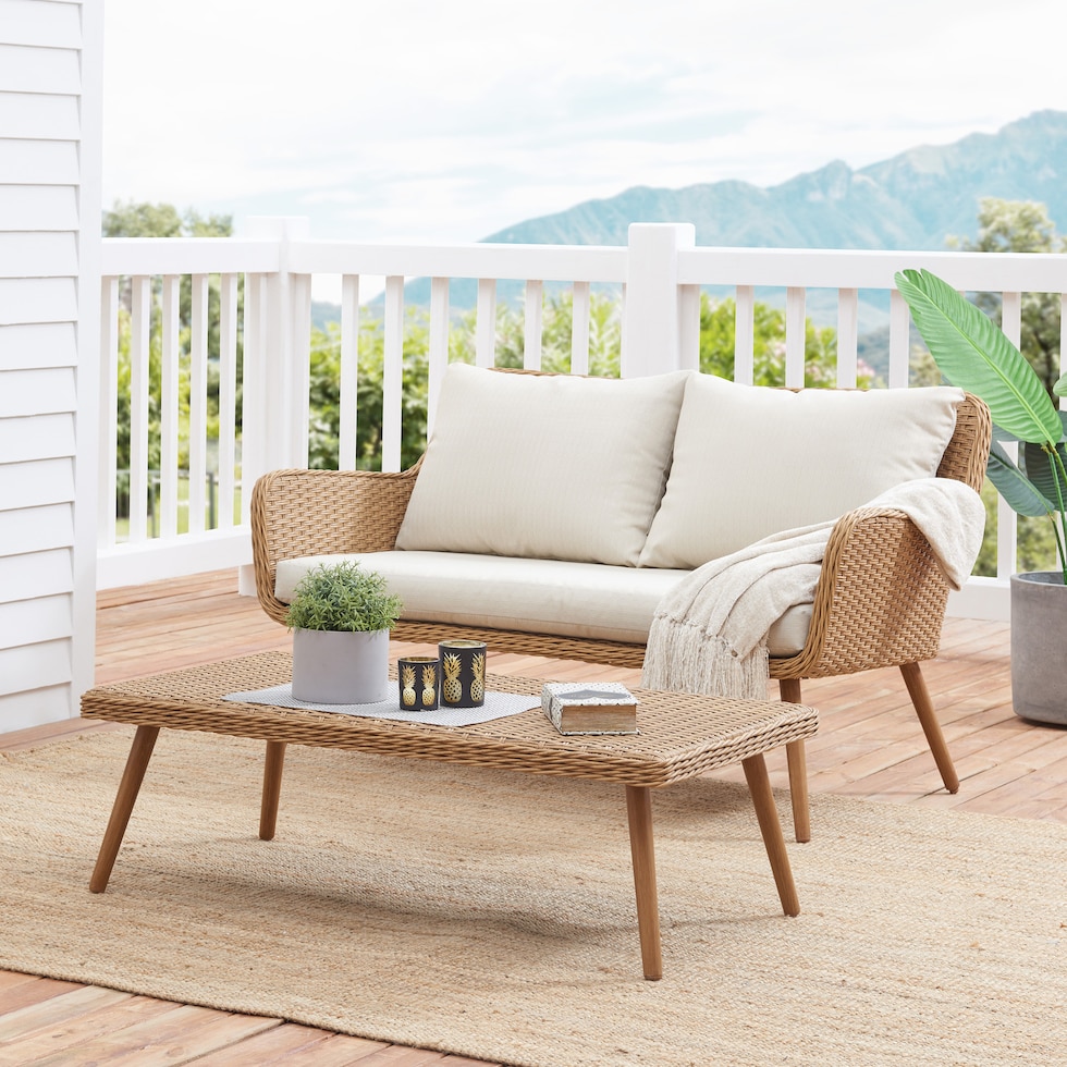 bruce light brown outdoor loveseat set   