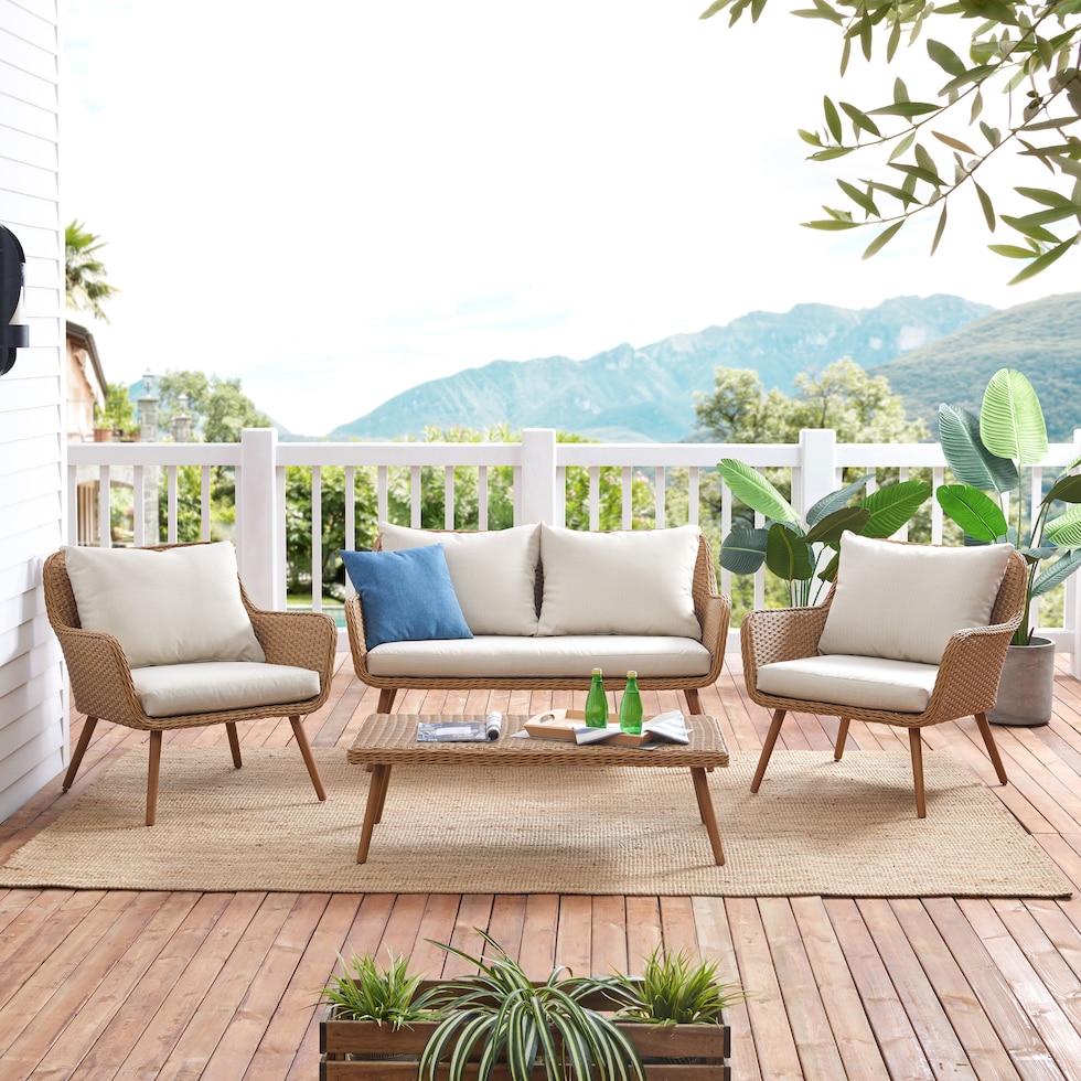 bruce light brown outdoor loveseat set   