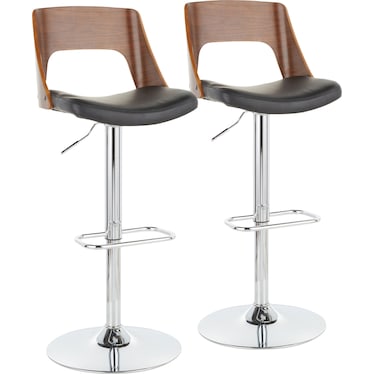 Bruges Set of 2 Adjustable Bar Stools - Black