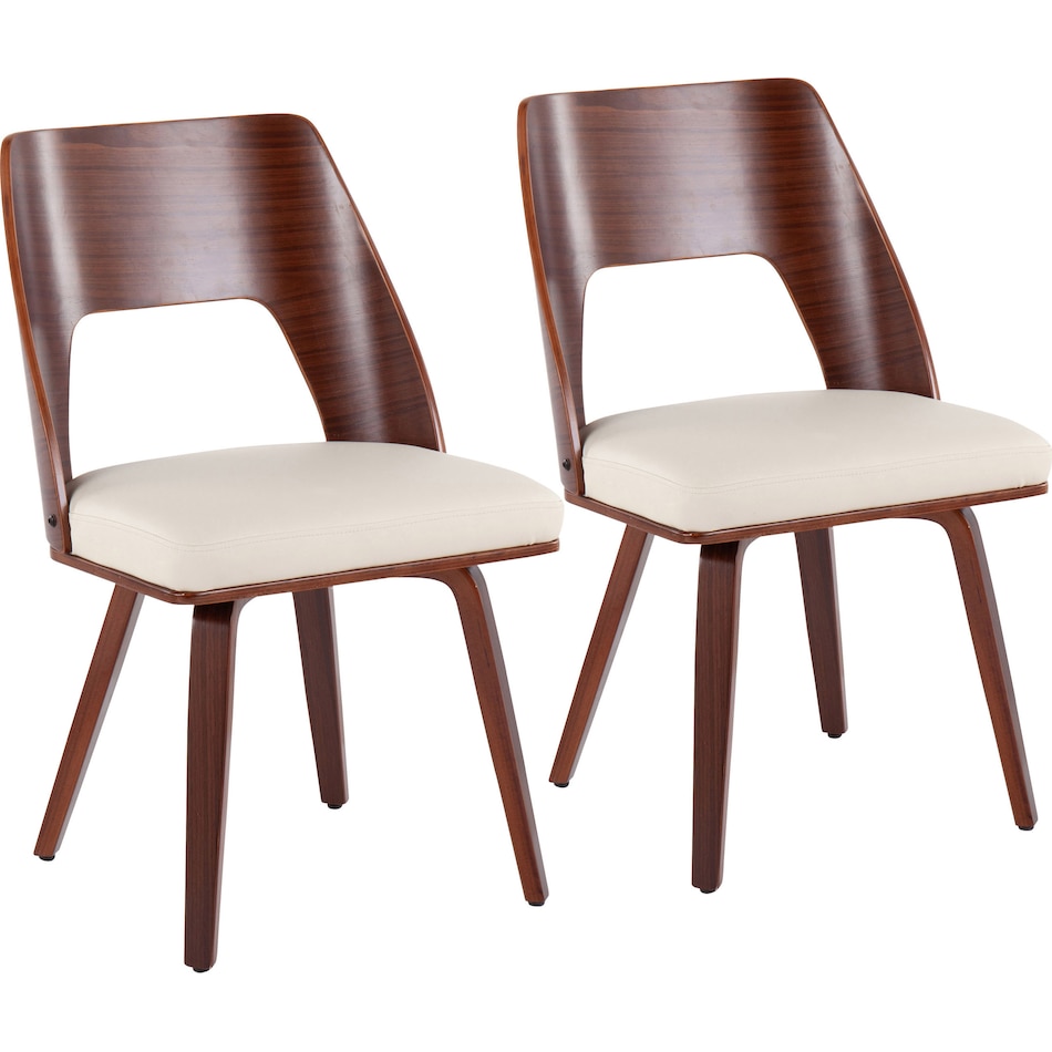 Bruges Set of 2 Faux Leather Dining Chairs - Walnut/Cream | Value City ...