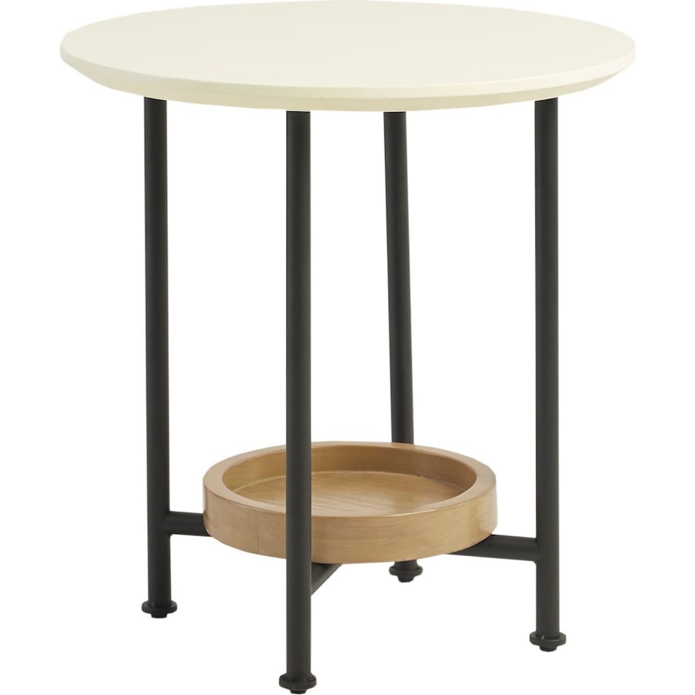 bufanda white natural end table   