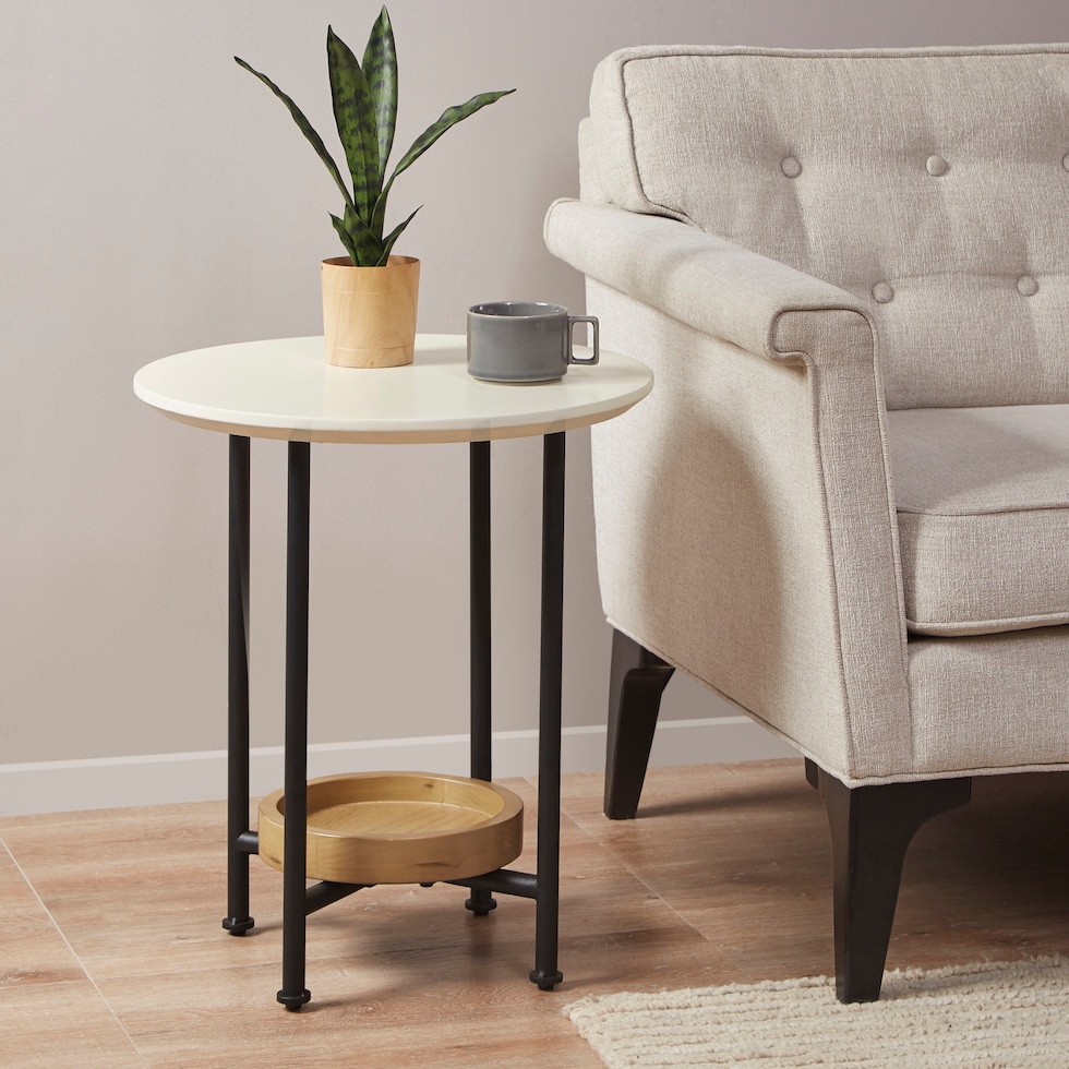 bufanda white natural end table   