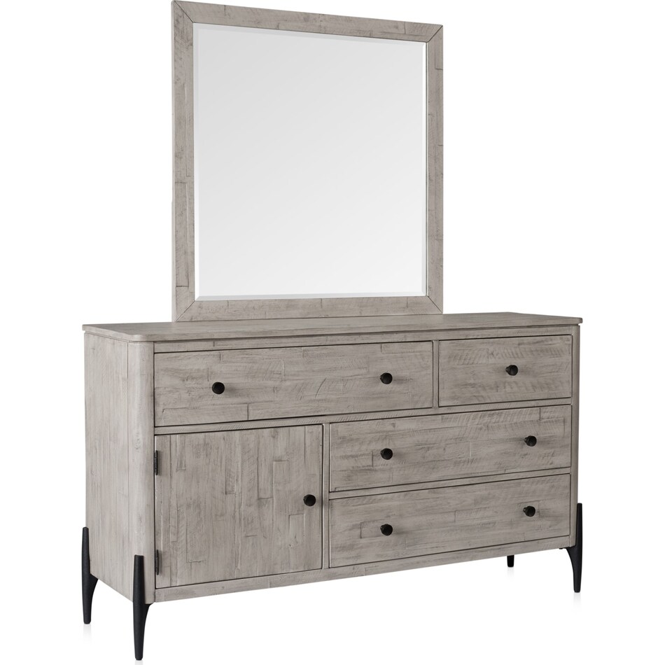 burbank bedroom gray dresser and mirror   