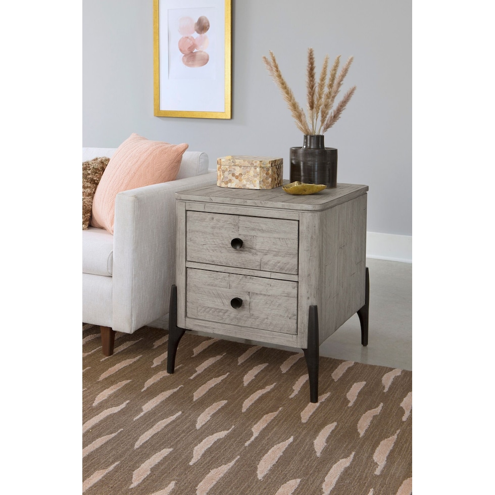 burbank gray end table   