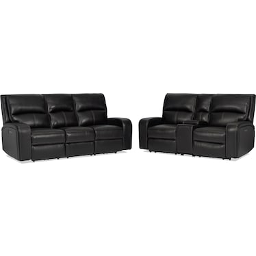 Burke Dual-Power Reclining Leather Sofa and Loveseat
