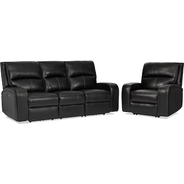 Burke Dual-Power Reclining Leather Sofa and Recliner