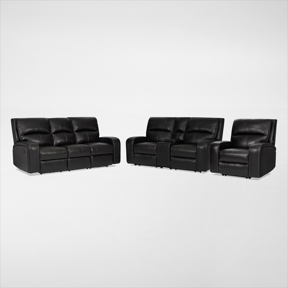 burke black  pc manual reclining living room   