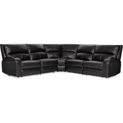 Burke 5-Piece Dual-Power Reclining Leather Sectional