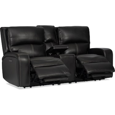 Burke Dual-Power Reclining Leather Loveseat with Console