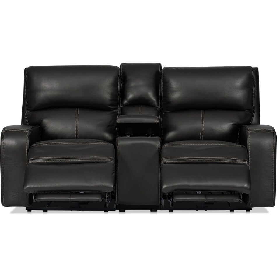 Burke DualPower Reclining Leather Loveseat with Console Value City
