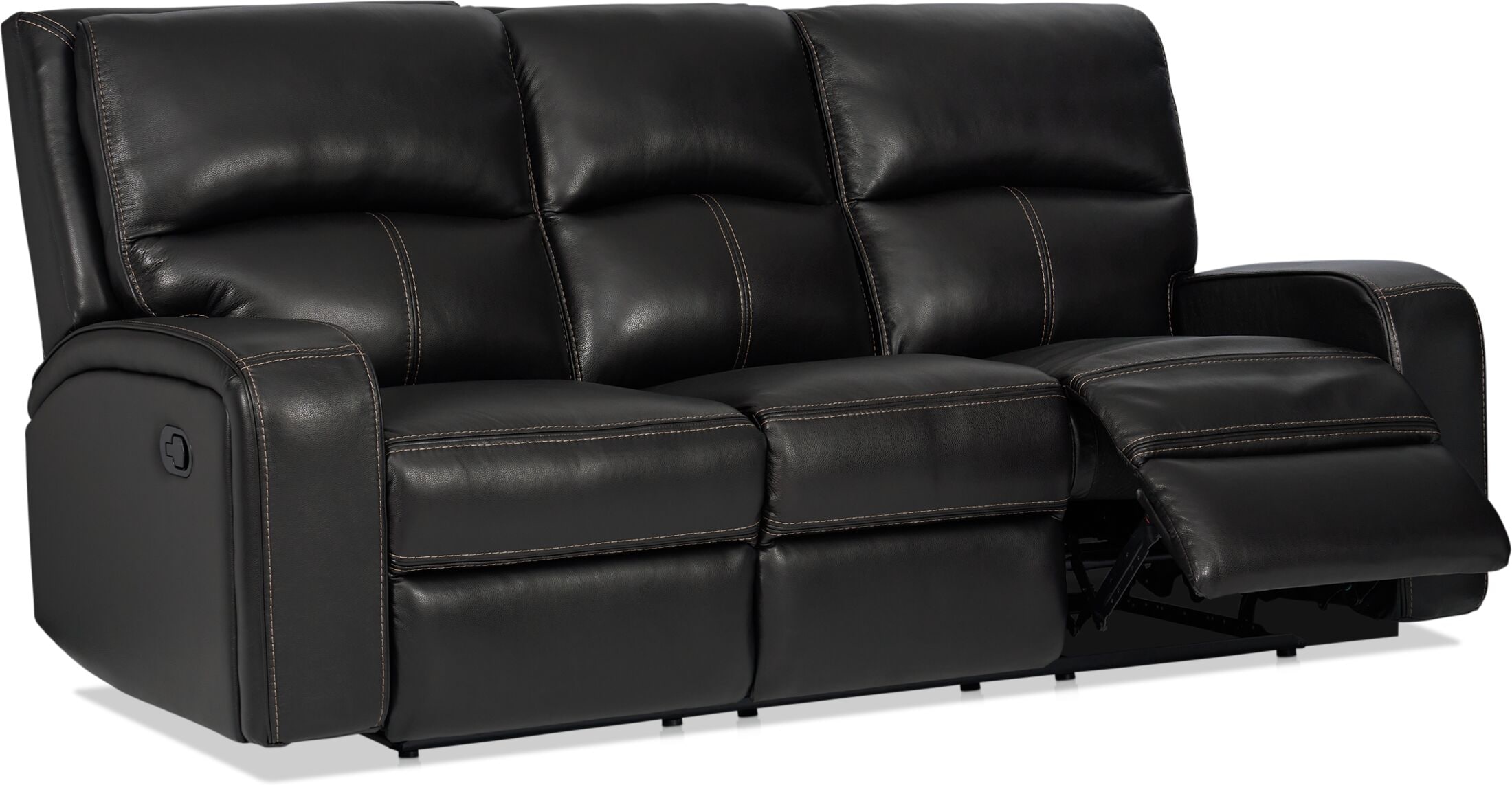 Black leather deals couch recliner