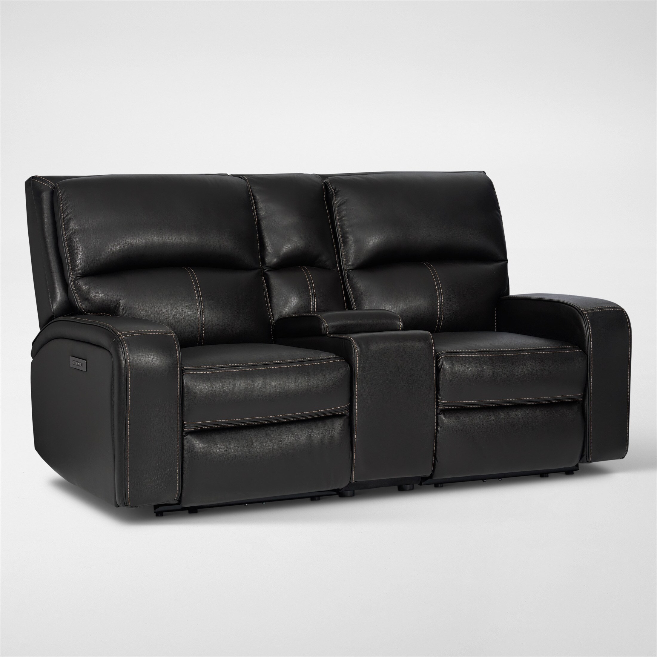 Black leather deals loveseat recliner