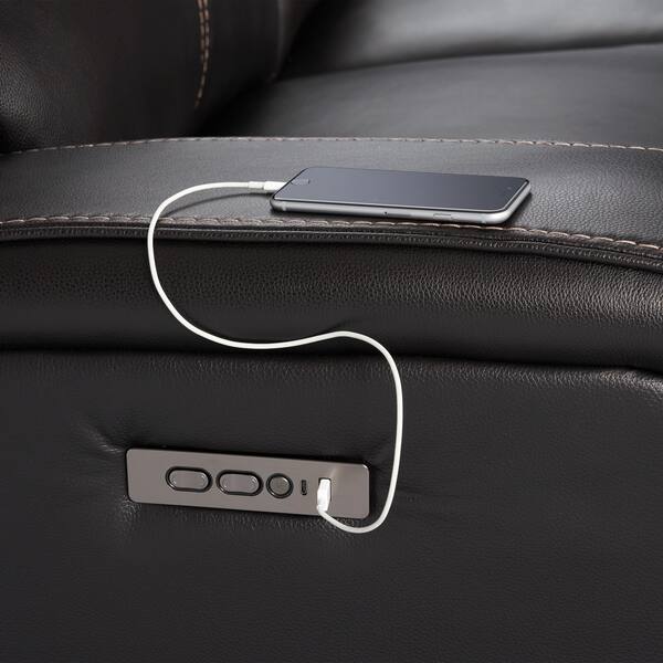 Burke Dual Power Reclining Leather Loveseat with Console Black